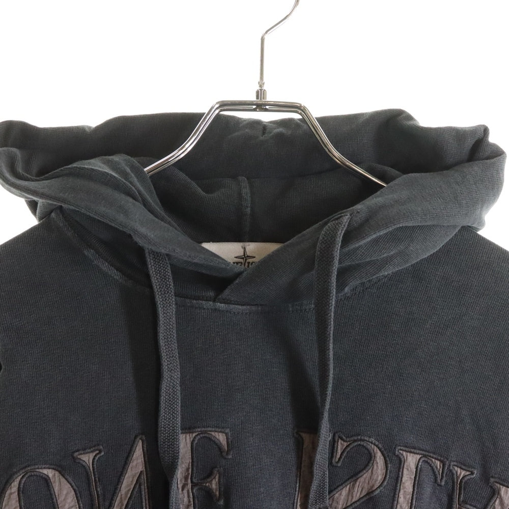 STONE ISLAND(ストーンアイランド) LOGO HOODIE ロゴ刺繍プルオーバースウェットパーカー フーディー ブラック 701561161