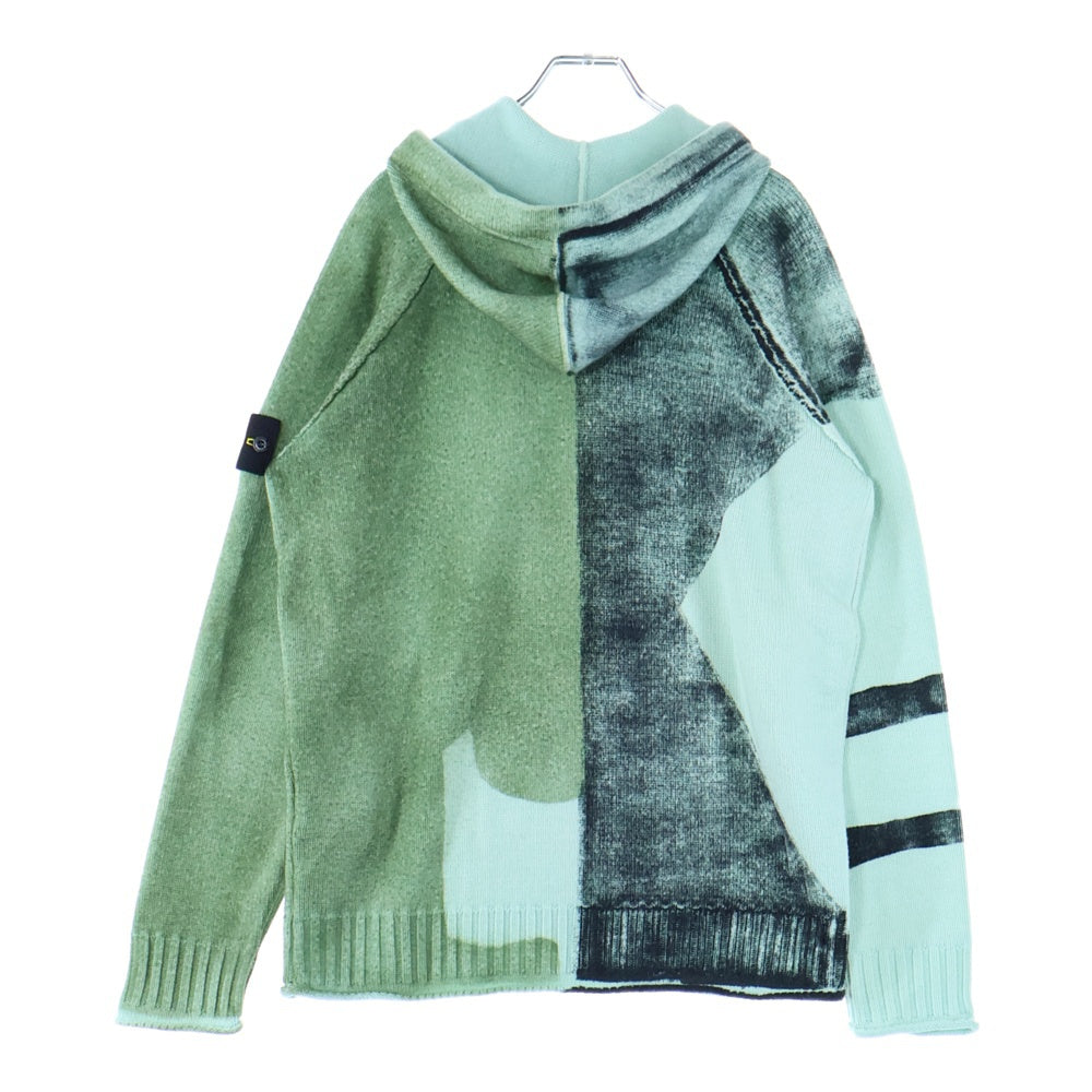 STONE ISLAND(ストーンアイランド) Motion Saturation Logo Knitted Hoodie モーションサチュレーションロゴニットフーディー プルオーバーパーカー グリーン 7715568T1