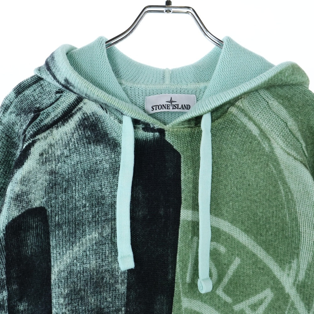 STONE ISLAND(ストーンアイランド) Motion Saturation Logo Knitted Hoodie モーションサチュレーションロゴニットフーディー プルオーバーパーカー グリーン 7715568T1