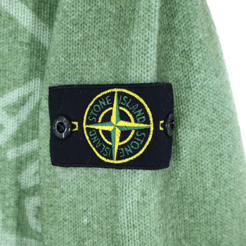 STONE ISLAND(ストーンアイランド) Motion Saturation Logo Knitted Hoodie モーションサチュレーションロゴニットフーディー プルオーバーパーカー グリーン 7715568T1