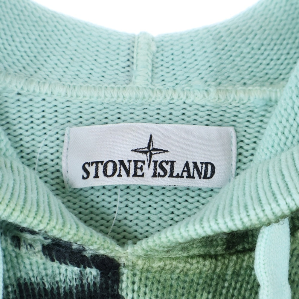STONE ISLAND(ストーンアイランド) Motion Saturation Logo Knitted Hoodie モーションサチュレーションロゴニットフーディー プルオーバーパーカー グリーン 7715568T1