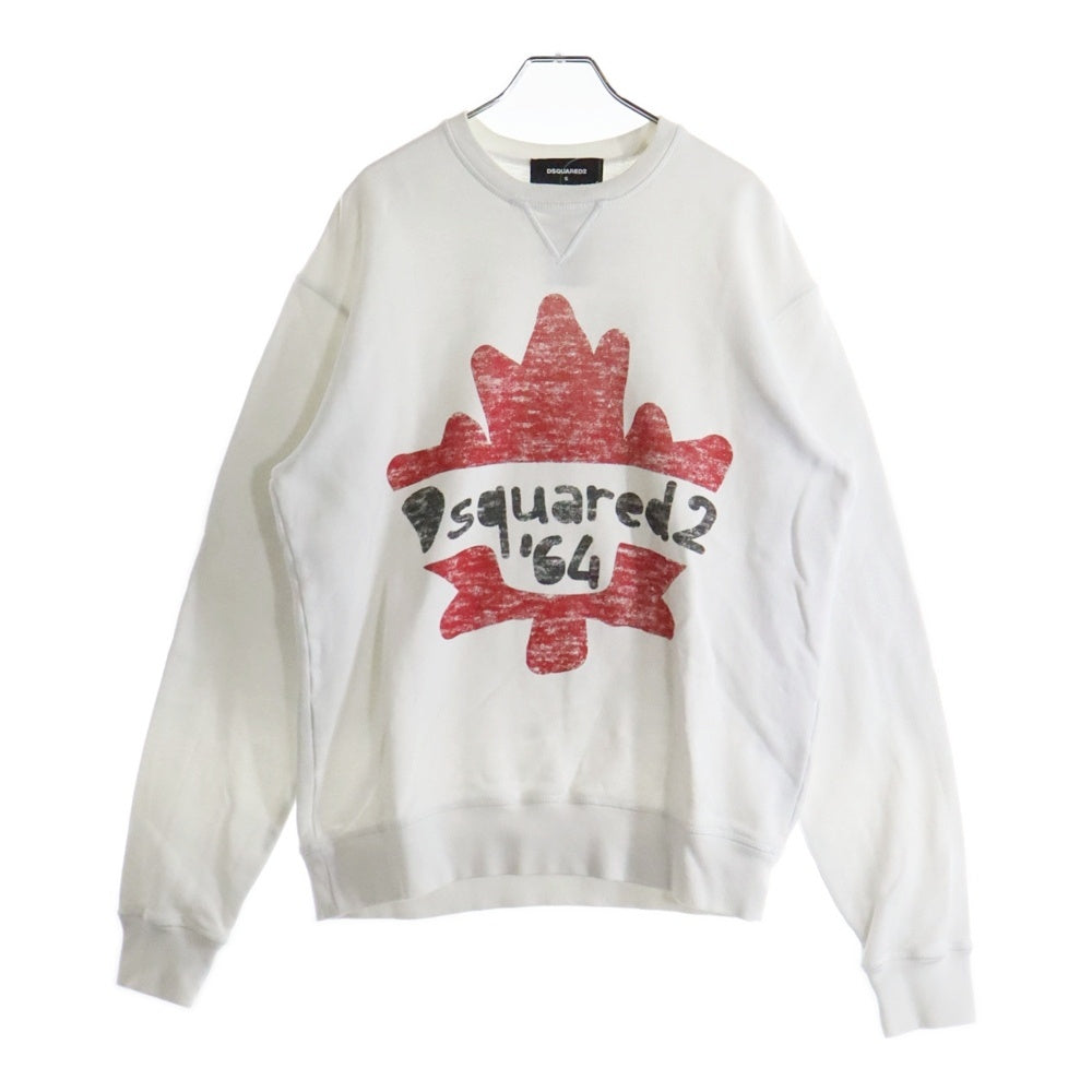 DSQUARED2(ディースクエアード) FRONT LOGO SWEAT SHIRT フロントロゴプリントスウェットトレーナー ホワイト S71GU0495