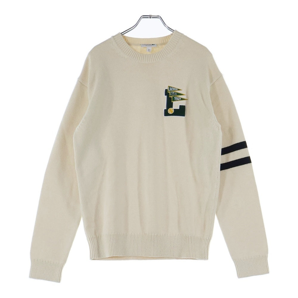 LACOSTE(ラコステ) CREW NECK SWEATER カレッジデザインクルーネックセーター ニット ホワイト AH6789