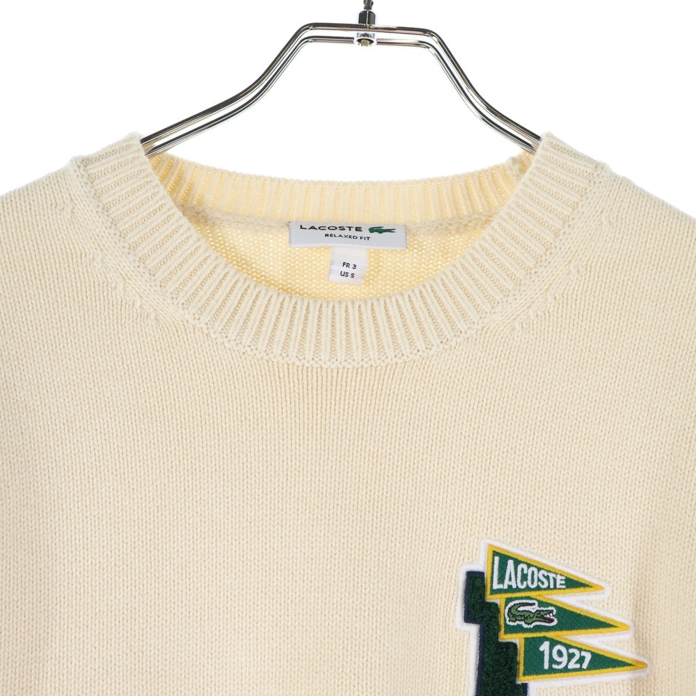 LACOSTE(ラコステ) CREW NECK SWEATER カレッジデザインクルーネックセーター ニット ホワイト AH6789