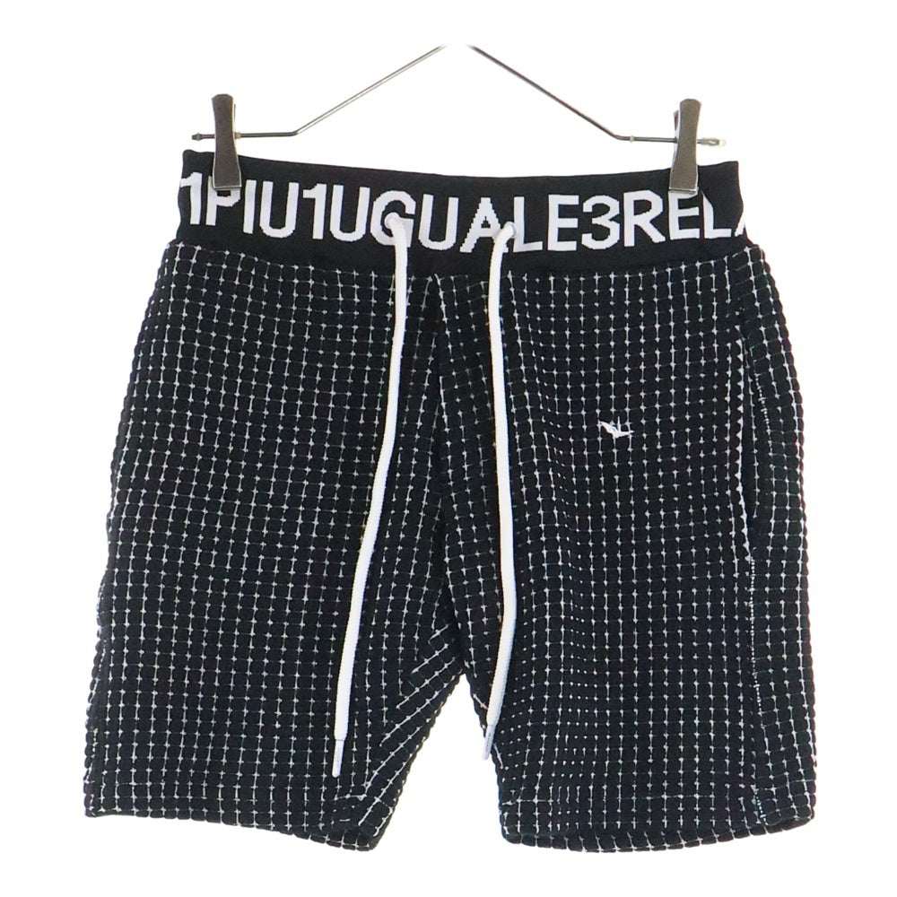 1 PIU 1 UGUALE 3 RELAX(ウノピゥウノウグァーレトレ) LOGO SHORT PANTS ロゴ刺繍ショートパンツ ショーツ ブラック
