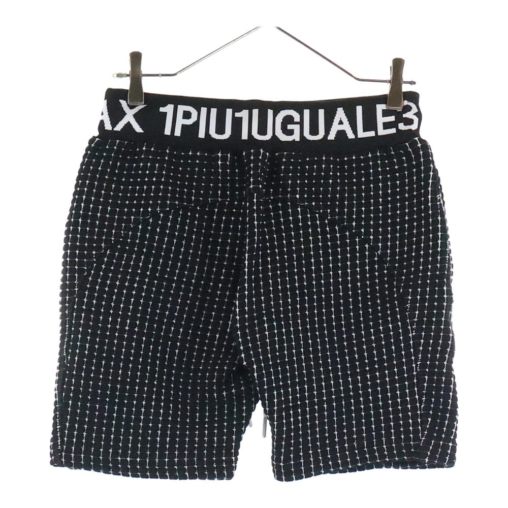1 PIU 1 UGUALE 3 RELAX(ウノピゥウノウグァーレトレ) LOGO SHORT PANTS ロゴ刺繍ショートパンツ ショーツ ブラック