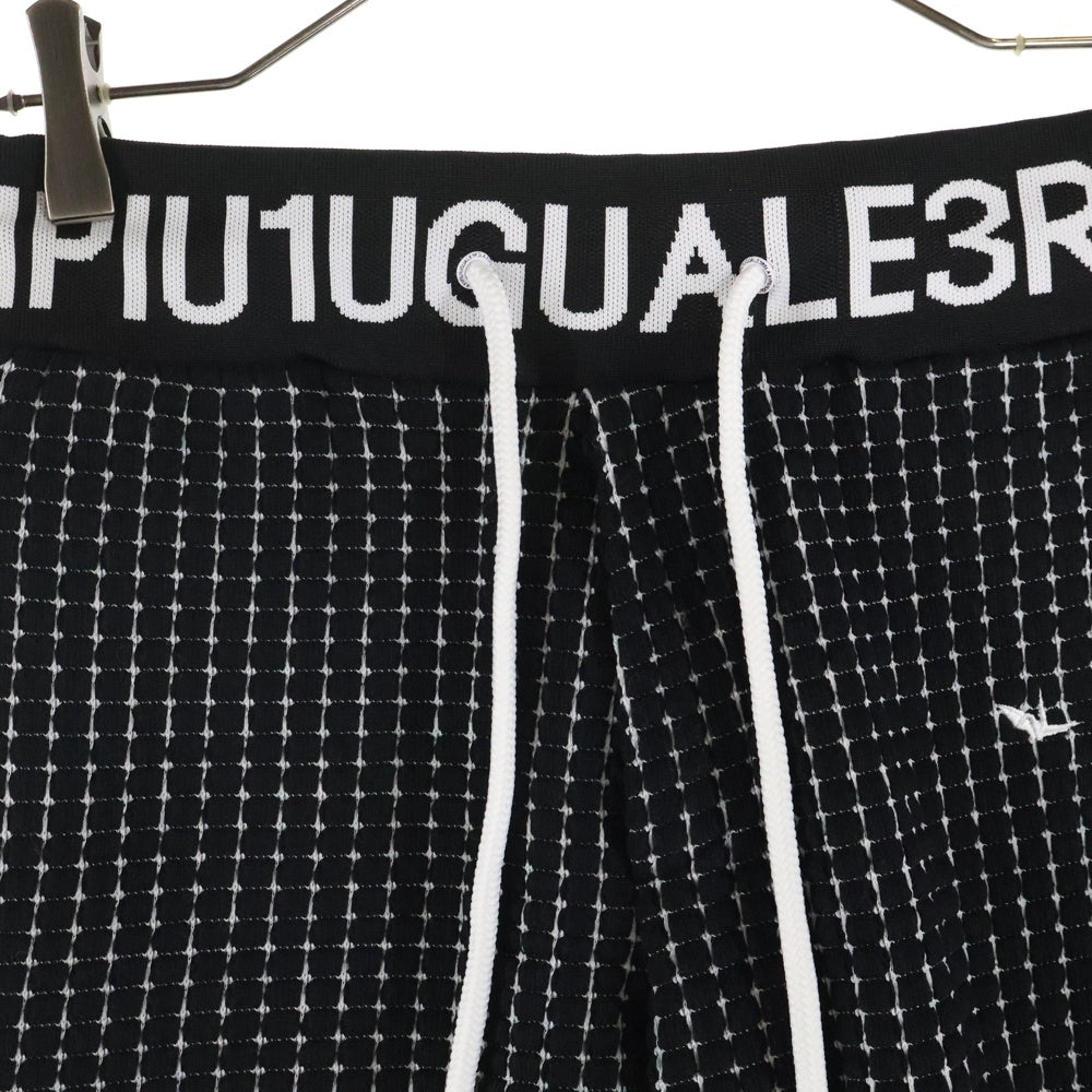 1 PIU 1 UGUALE 3 RELAX(ウノピゥウノウグァーレトレ) LOGO SHORT PANTS ロゴ刺繍ショートパンツ ショーツ ブラック