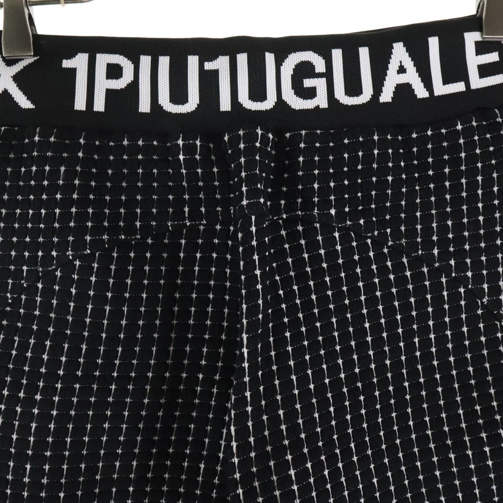 1 PIU 1 UGUALE 3 RELAX(ウノピゥウノウグァーレトレ) LOGO SHORT PANTS ロゴ刺繍ショートパンツ ショーツ ブラック