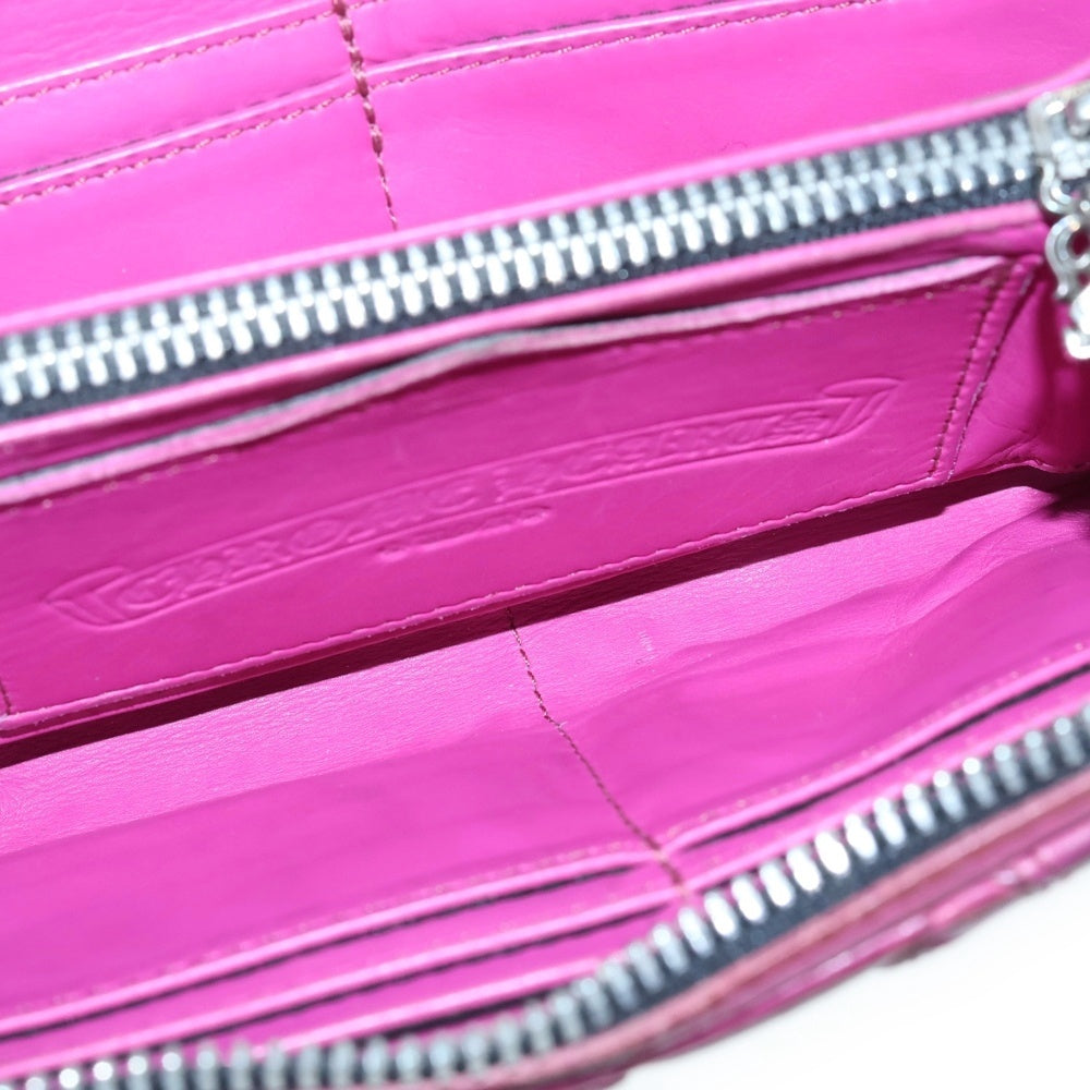 CHROME HEARTS(クロムハーツ) REC F ZIP2 セメタリーキルテッド CHクロス 長財布 ピンク