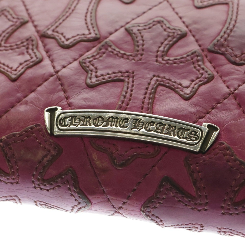 CHROME HEARTS(クロムハーツ) REC F ZIP2 セメタリーキルテッド CHクロス 長財布 ピンク