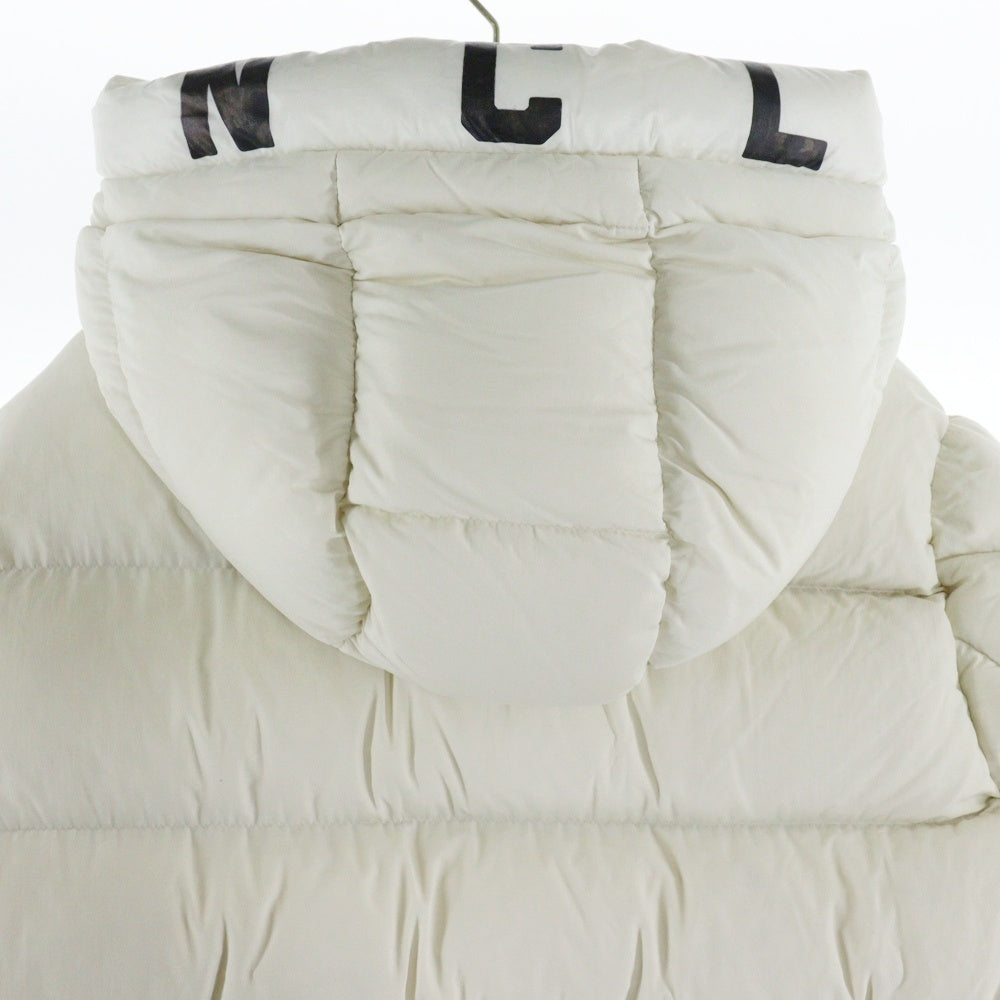 MONCLER(モンクレール) 19AW DUBOIS デュボア ラバーワッペンロゴ フーデッド ジップアップ ダウンジャケット ホワイト E20914131585 53859