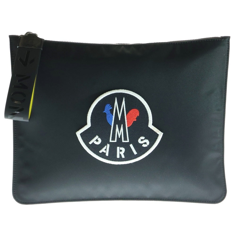 MONCLER(モンクレール) POUCH CLUTCH BAG フロントロゴ刺繍 クラッチバッグ ブラック E20960063600