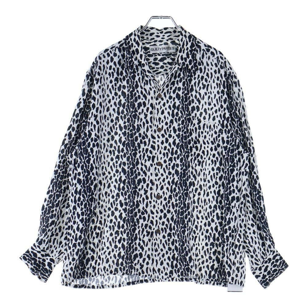 WACKO MARIA(ワコマリア) 24SS HAWAIIAN SHIRT 24SSE-WMS-HI01 ハワイアンシャツ レオパード 長袖シャツ ブラック/ホワイト