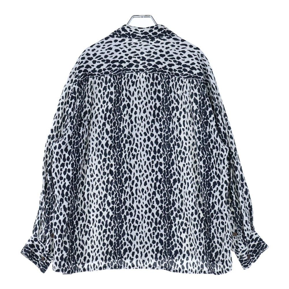 WACKO MARIA(ワコマリア) 24SS HAWAIIAN SHIRT 24SSE-WMS-HI01 ハワイアンシャツ レオパード 長袖シャツ ブラック/ホワイト