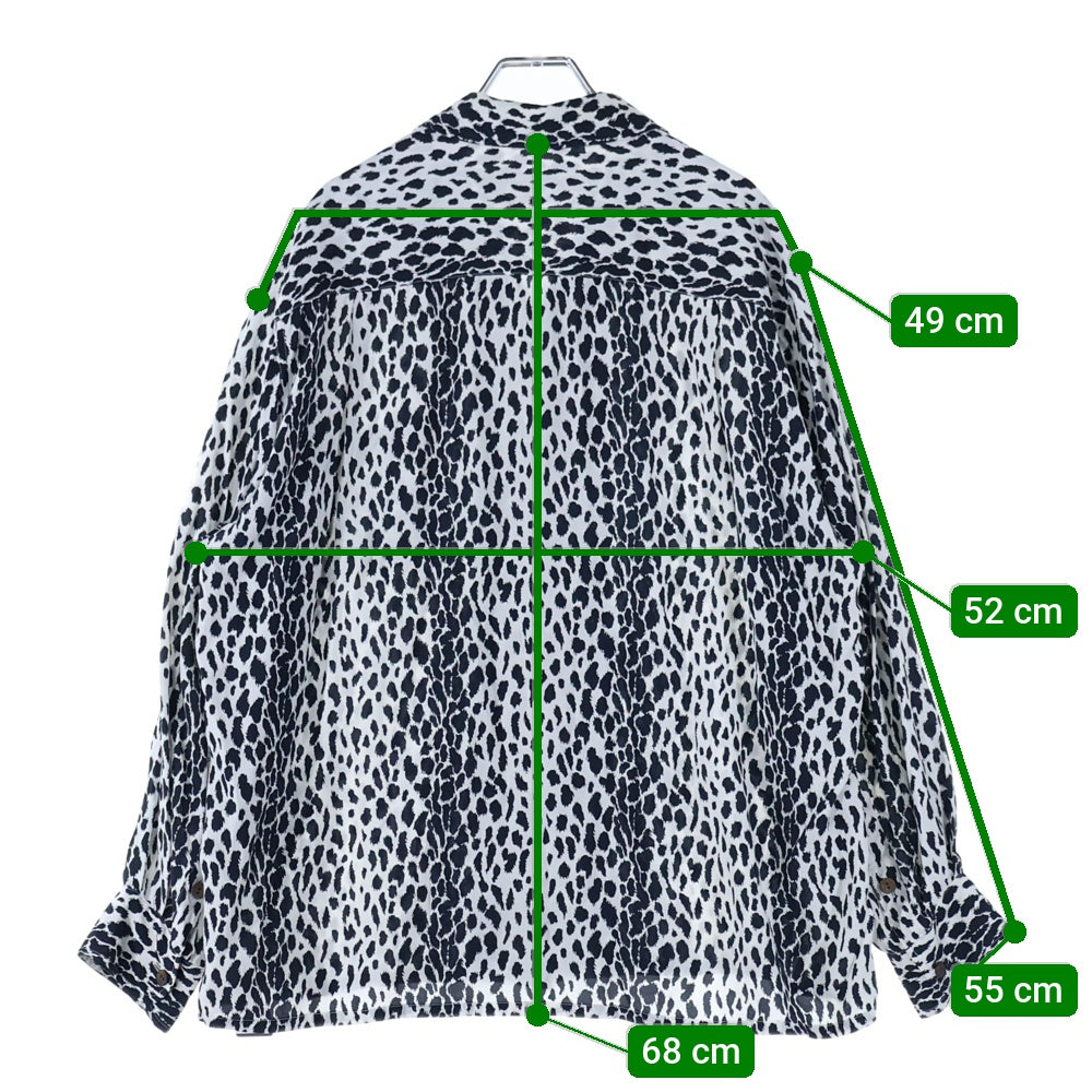 WACKO MARIA(ワコマリア) 24SS HAWAIIAN SHIRT 24SSE-WMS-HI01 ハワイアンシャツ レオパード 長袖シャツ ブラック/ホワイト