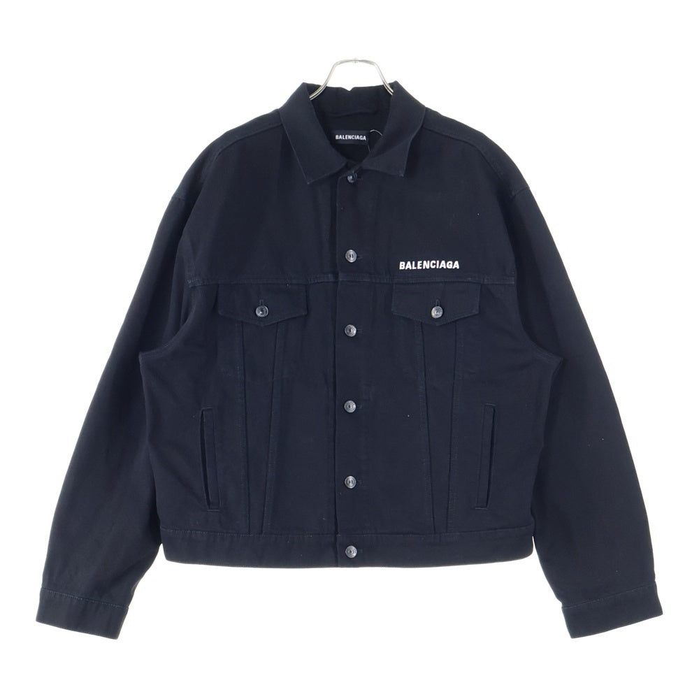 BALENCIAGA(バレンシアガ) 19AW CREW Denim Jacket 628701 TEW35 ロゴ刺繍 デニムジャケット ブラック