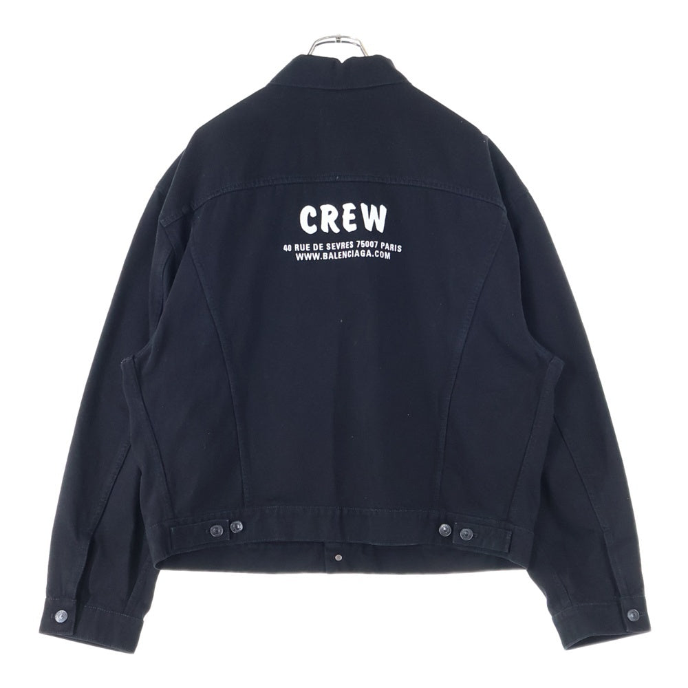 BALENCIAGA(バレンシアガ) 19AW CREW Denim Jacket 628701 TEW35 ロゴ刺繍 デニムジャケット ブラック