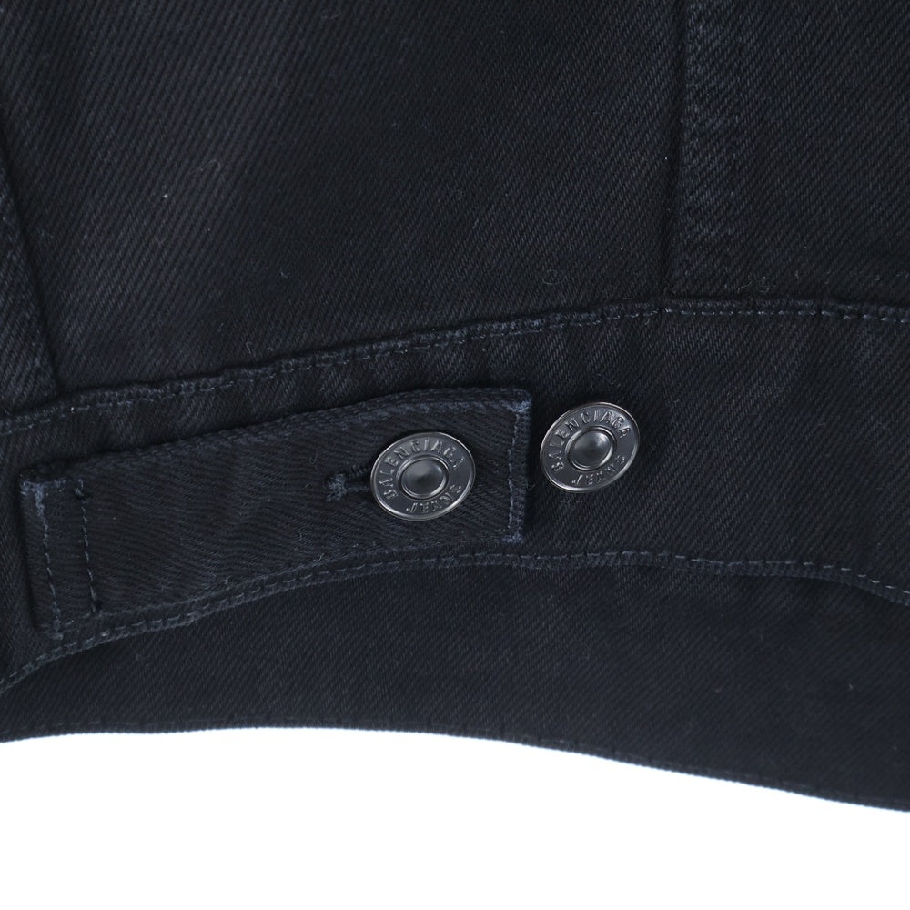BALENCIAGA(バレンシアガ) 19AW CREW Denim Jacket 628701 TEW35 ロゴ刺繍 デニムジャケット ブラック