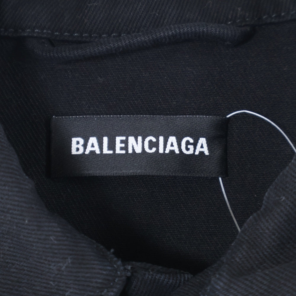 BALENCIAGA(バレンシアガ) 19AW CREW Denim Jacket 628701 TEW35 ロゴ刺繍 デニムジャケット ブラック
