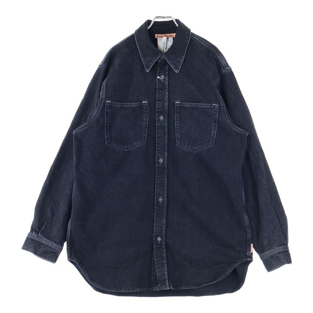 Acne Studios(アクネ ストゥディオズ) リラックスフィット ダメージ加工 デニムボタンアップシャツ ブラック FN-UX-SHIR000038