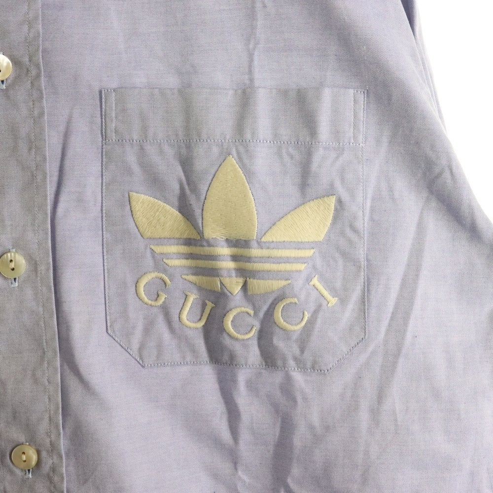 GUCCI(グッチ) 23SS ×adidas Logo Shirt ×アディダス オックスフォード長袖シャツ ブルー 691521 ZAJPP