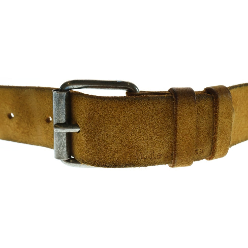 nudie jeans(ヌーディージーンズ) Leather Belt ロゴ バックル レザーベルト ブラウン