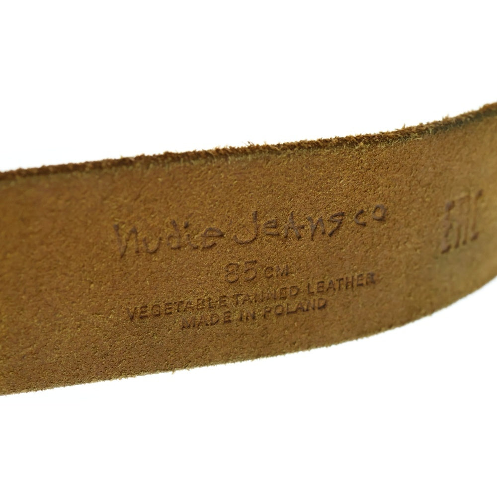 nudie jeans(ヌーディージーンズ) Leather Belt ロゴ バックル レザーベルト ブラウン