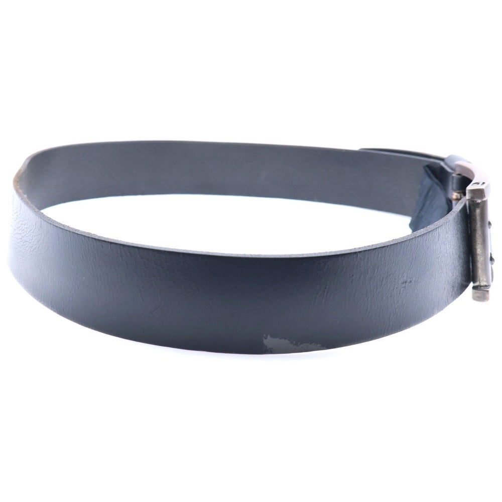 G-STAR RAW(ジースターロウ) RAW LEATHER Belt ロゴ バックル レザーベルト ブラック/シルバー
