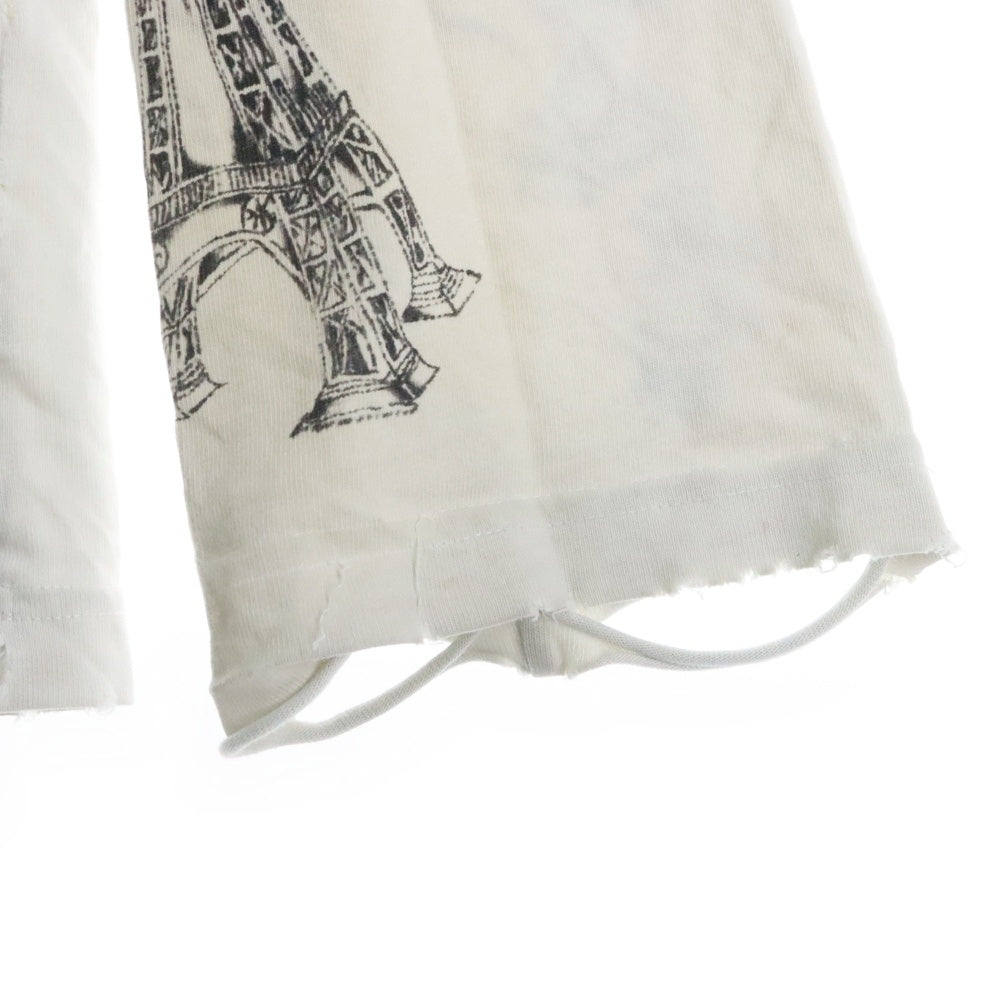 BALENCIAGA(バレンシアガ) 24SS Tattoo Distressed 790365 TQVR1 ダメージ加工 総柄プリント クルーネック長袖Tシャツカットソー ロングスリーブ ロンT ホワイト