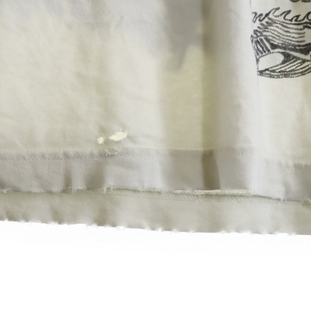 BALENCIAGA(バレンシアガ) 24SS Tattoo Distressed 790365 TQVR1 ダメージ加工 総柄プリント クルーネック長袖Tシャツカットソー ロングスリーブ ロンT ホワイト