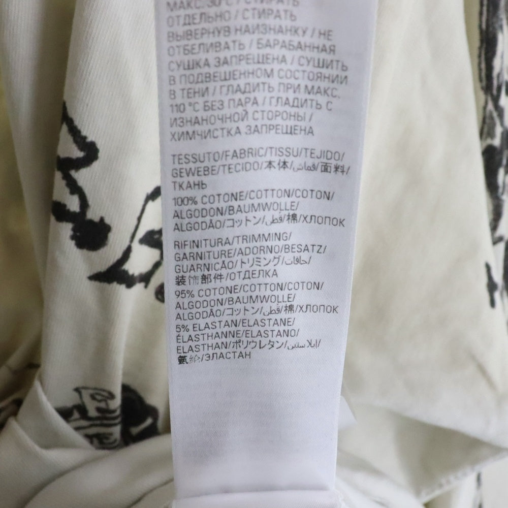 BALENCIAGA(バレンシアガ) 24SS Tattoo Distressed 790365 TQVR1 ダメージ加工 総柄プリント クルーネック長袖Tシャツカットソー ロングスリーブ ロンT ホワイト