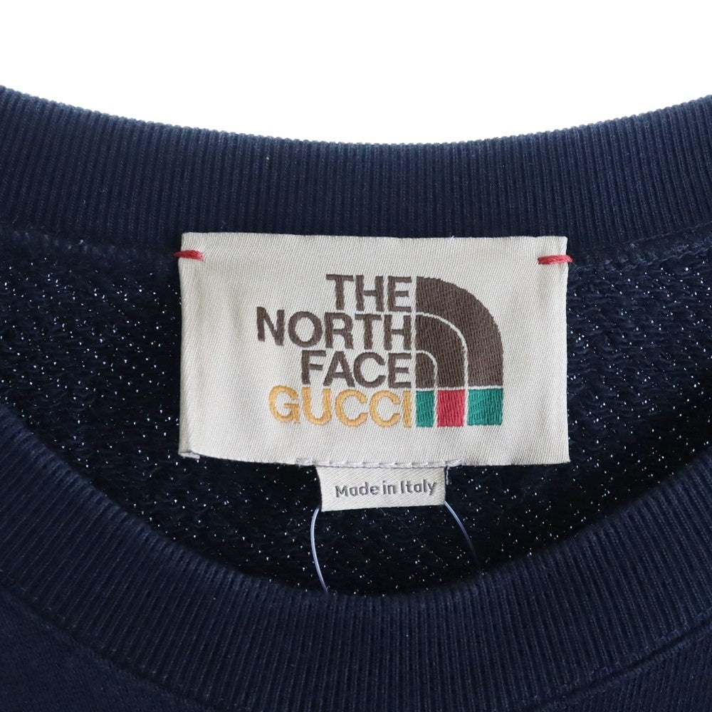 GUCCI(グッチ) ×THE NORTH FACE 617964 XJDTE ×ザノースフェイス ロゴプリント クルーネックスウェットトレーナー ブラック