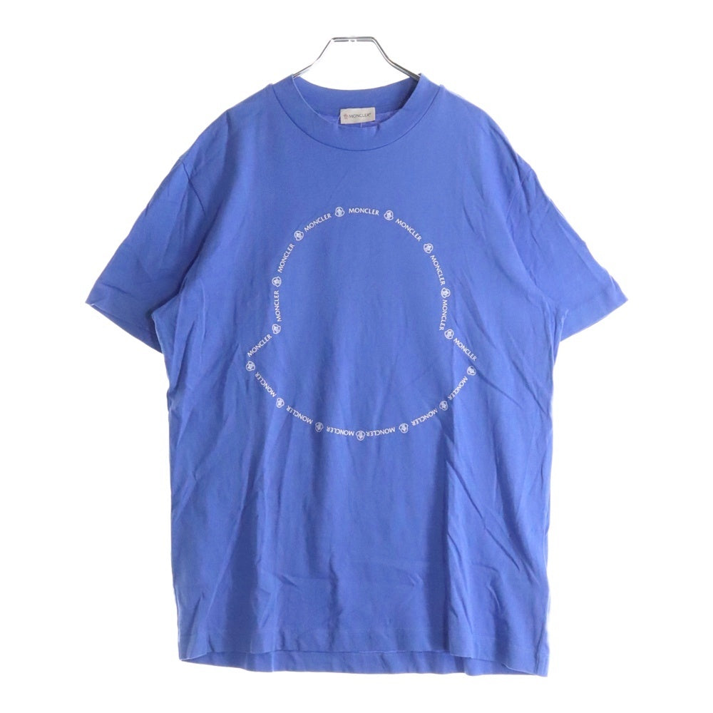 MONCLER(モンクレール) SS T-SHIRT H20918C00005 ロゴアウトライン クルーネック半袖Tシャツカットソー ブルー