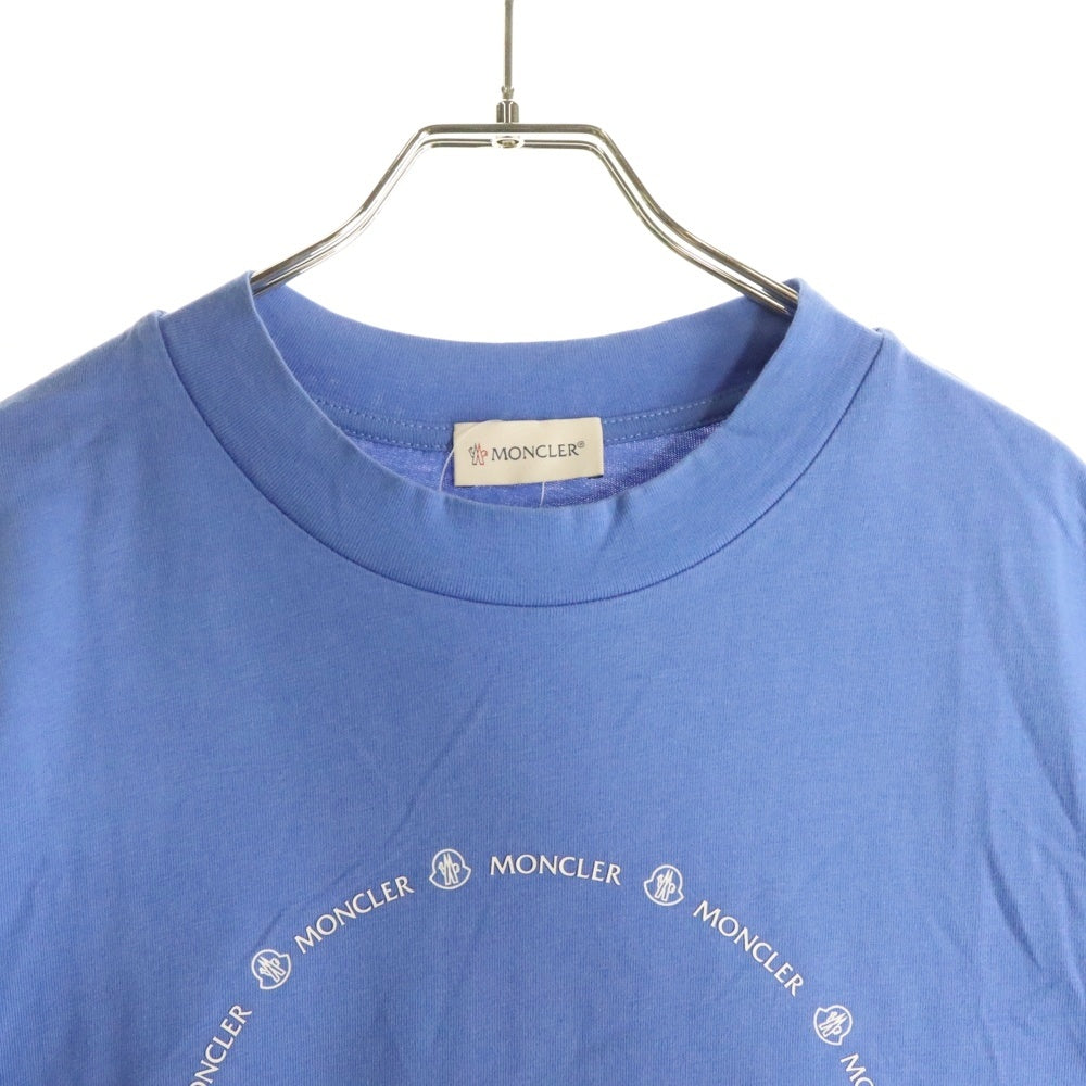 MONCLER(モンクレール) SS T-SHIRT H20918C00005 ロゴアウトライン クルーネック半袖Tシャツカットソー ブルー
