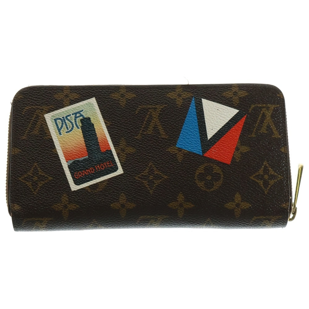LOUIS VUITTON(ルイヴィトン) モノグラム クルーズマイLVワールドツアー 長財布 ジッピーウォレット ラウンドジップ ロングウォレット レザー ブラウン イニシャル入り