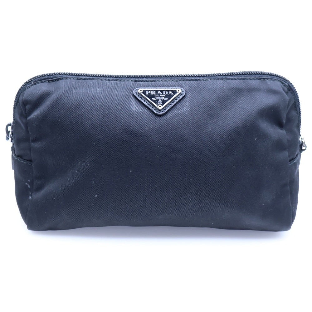 PRADA ブラック ナイロン トライアングルロゴ ポーチ プラダ PRADA(プラダ) トライアングルロゴ ナイロンポーチ ブラック