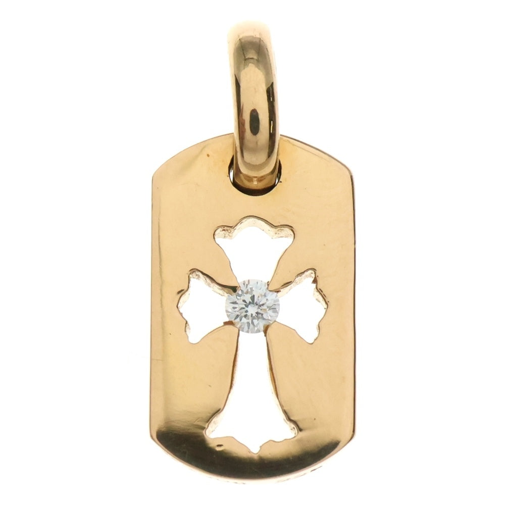 CHROME HEARTS(クロムハーツ) 22K DT TNY CO CRS 1DIA タイニーカットアウトクロス ドッグタグ 1ダイヤ ペンダントトップ ゴールド BCA039