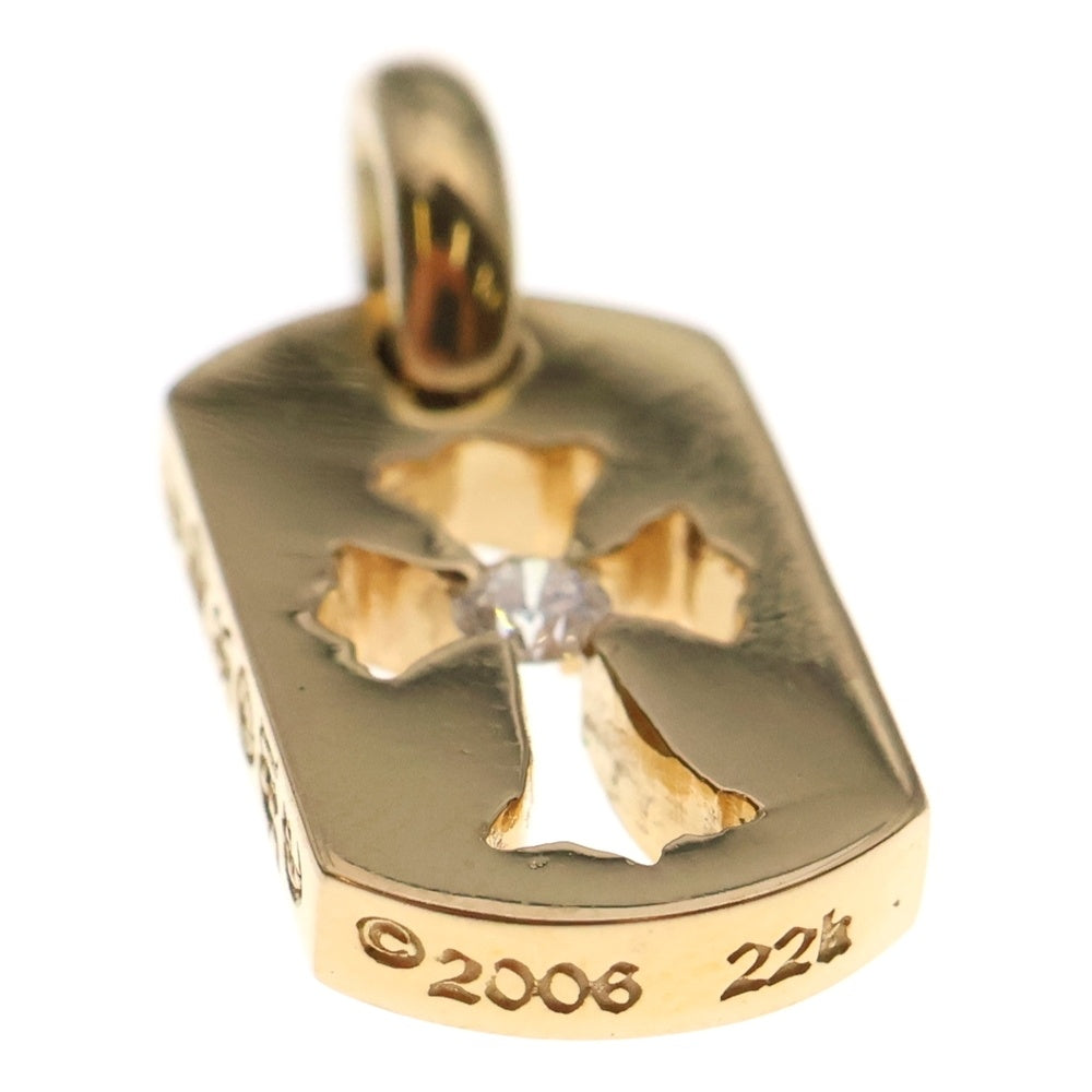 CHROME HEARTS(クロムハーツ) 22K DT TNY CO CRS 1DIA タイニーカットアウトクロス ドッグタグ 1ダイヤ ペンダントトップ ゴールド BCA039