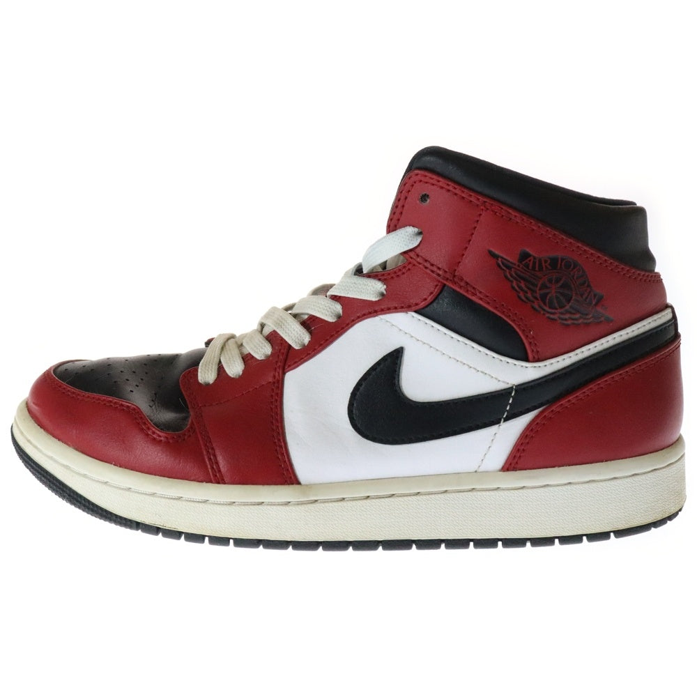 NIKE(ナイキ) AIR JORDAN 1 MID CHICAGO BLACK TOE 554724-069 エアジョーダン1 シカゴ ブラック トゥ ミッドカットスニーカー ブラック/レッド US9.5/27.5cm
