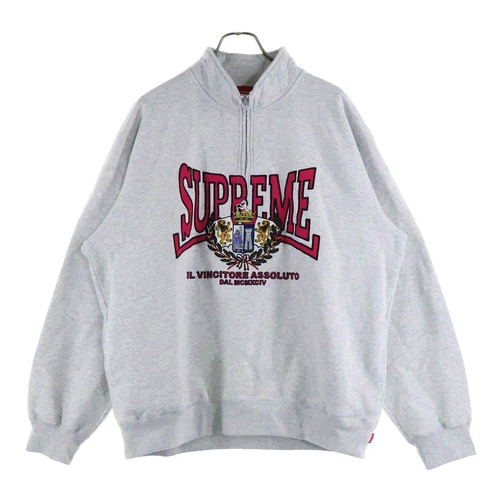 SUPREME(シュプリーム) 25AW Crest Applique Half Zip Pullover クレスとアップリケハーフジップスウェットトレーナー グレー