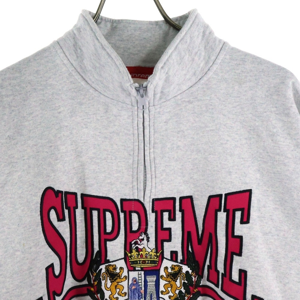 SUPREME(シュプリーム) 25AW Crest Applique Half Zip Pullover クレスとアップリケハーフジップスウェットトレーナー グレー