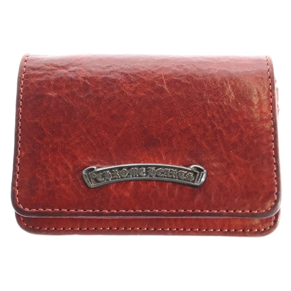 CHROME HEARTS(クロムハーツ) CARD CASE スクロールラベル レザーカードケース レッド