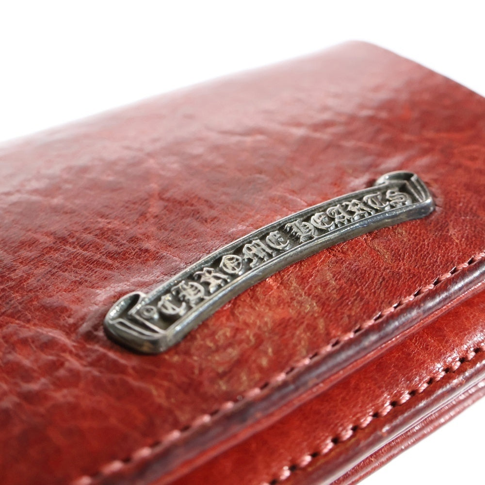CHROME HEARTS(クロムハーツ) CARD CASE スクロールラベル レザーカードケース レッド
