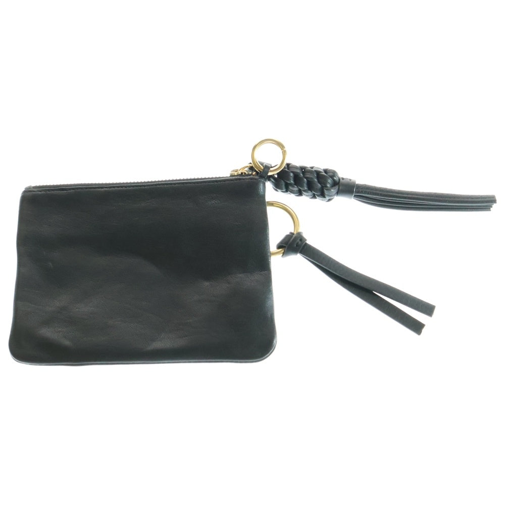 SEE BY CHLOE(シーバイクロエ) ロゴ レザー フラットポーチ 小物入れ ブラック/ゴールド