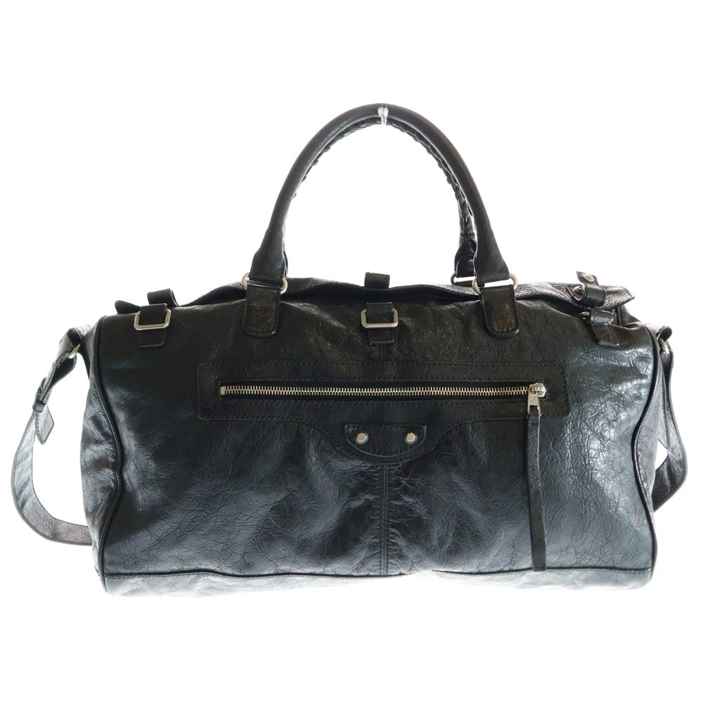 BALENCIAGA(バレンシアガ) SQUASH Boston Bag 285702 スクワッシュ レザー ボストンバッグ ショルダーバッグ ブラック