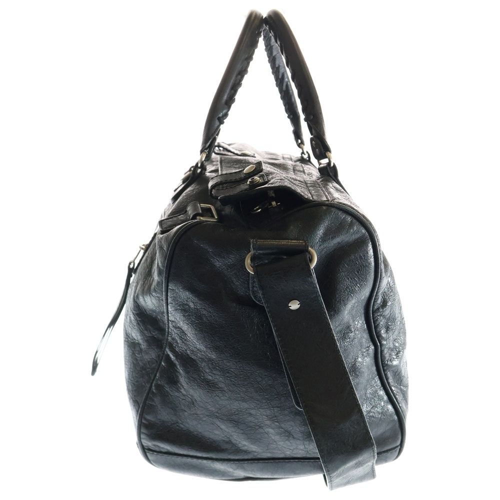 BALENCIAGA(バレンシアガ) SQUASH Boston Bag 285702 スクワッシュ レザー ボストンバッグ ショルダーバッグ ブラック