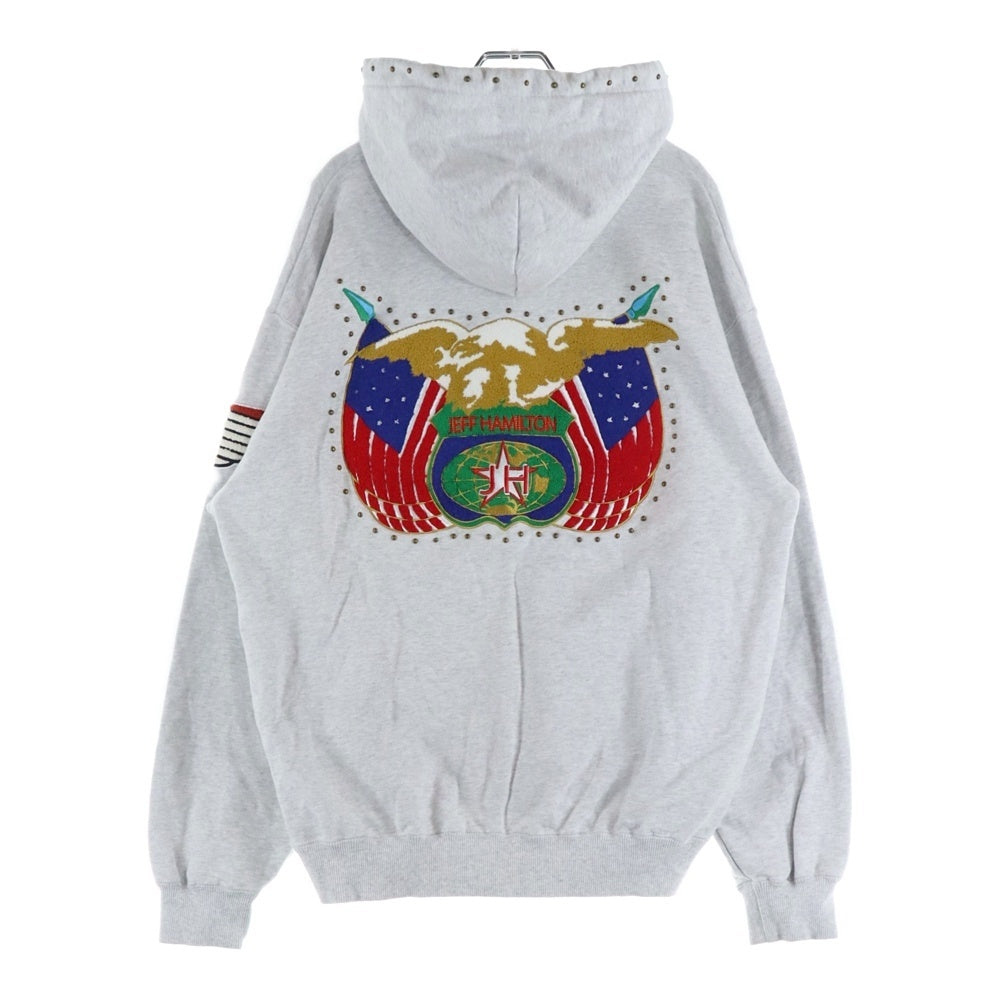 X-LARGE(エクストララージ) FRONT LOGO HOODIE フロントロゴ刺繍プルオーバースウェットパーカー フーディー グレー 101244012019