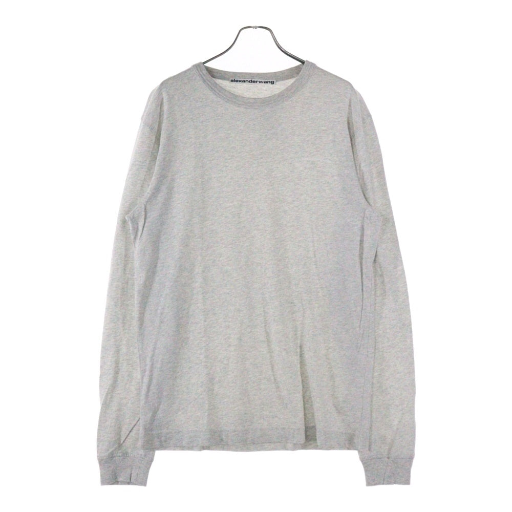 ALEXANDER WANG(アレキサンダーワン) フロントワンポイントロゴプリント クルーネック長袖Tシャツカットソー ロンT グレー UCC3211013
