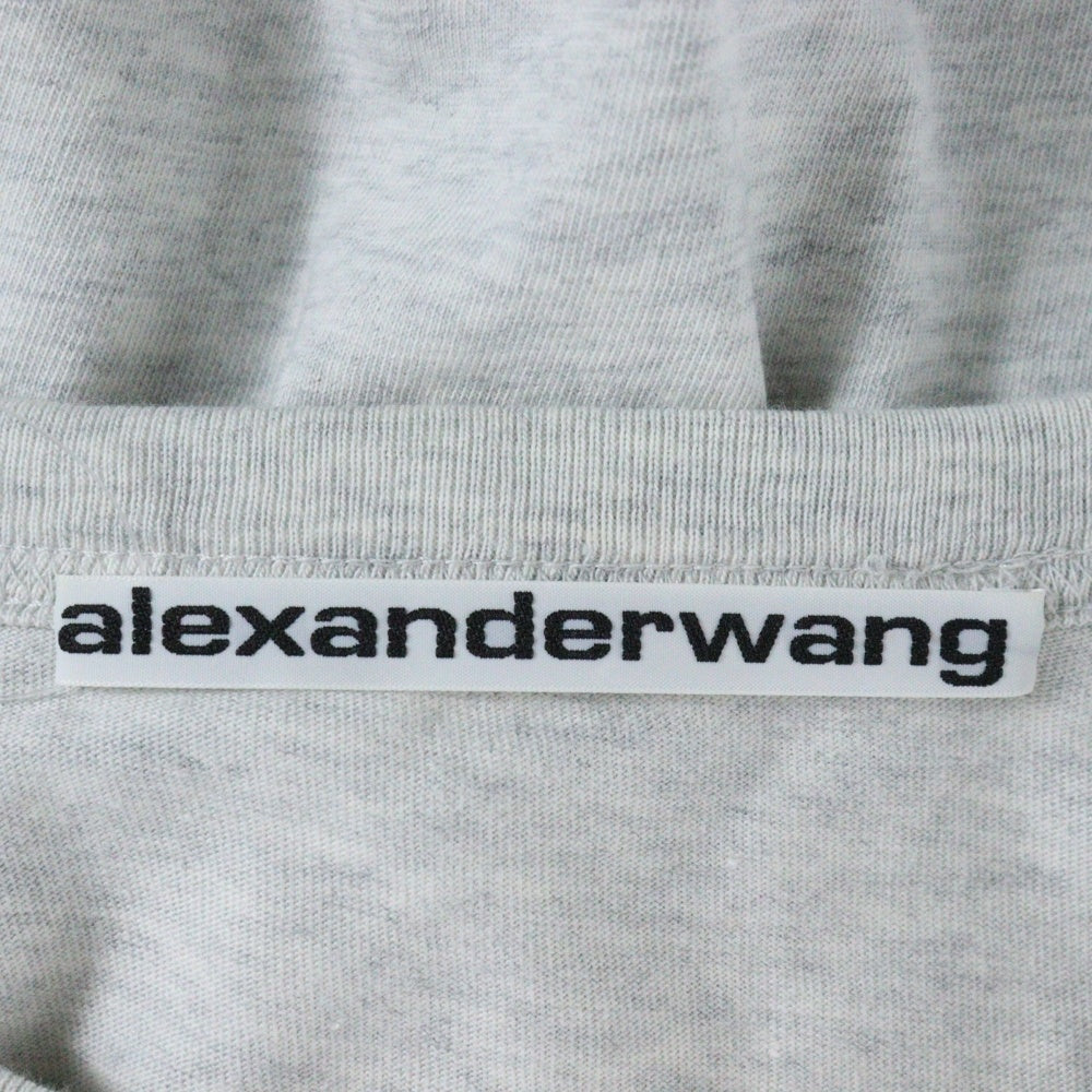 ALEXANDER WANG(アレキサンダーワン) フロントワンポイントロゴプリント クルーネック長袖Tシャツカットソー ロンT グレー UCC3211013