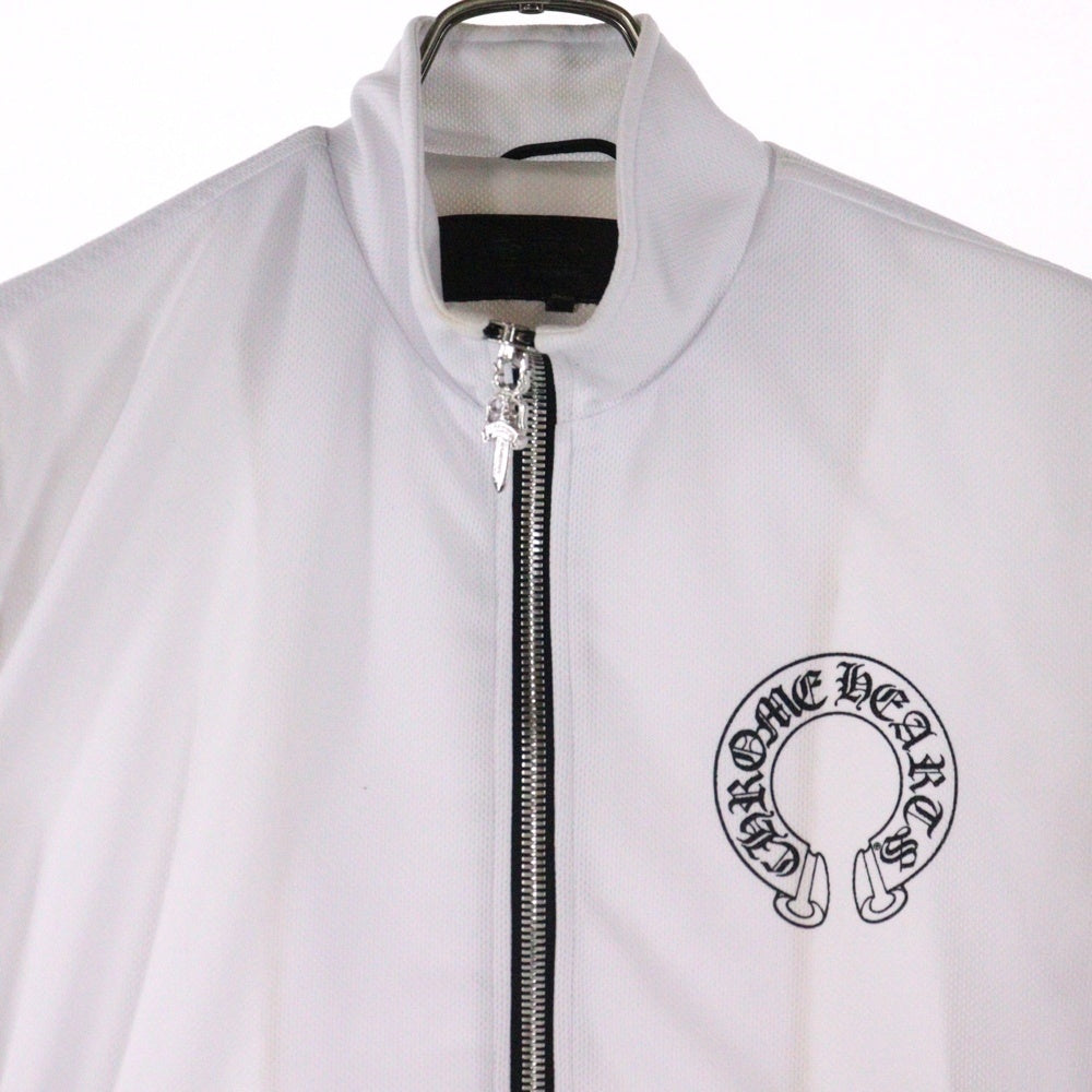 CHROME HEARTS(クロムハーツ) Track Jacket トラックジャケット ダガージップ レザー切替 アームロゴプリント ホースシュープリント ホワイト